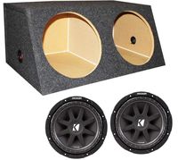 KICKER 2 43C124 12" 600W Car Audio Subwoofers Subs 4 Ohm + Dual Sealed Sub Box
