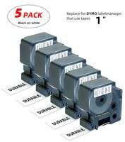 Compatible DYMO D1 Label Tape 53713 Black on White Labeling Cassette 1 Inch X 23Feet Cartridges 24mm Pack of 5 Refills
