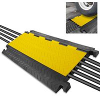 Durable Cable Protective Ramp Cover - Supports 33000lbs Five Channel Heavy Duty Cord Protection w/Flip-Open Top Cover, 31.5" x 17.5" x 1.77" Cable Concealer for Indoor Outdoor Use - Pyle PCBLCO109