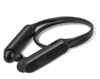 EXFIT BCS-A10 Wireless Bluetooth Headphones, Retractable Earbuds, Splash and Sweat Resistant, Siri and Google Assistant Compatible, Carry Pouch, 10 Hour Battery (Black)
