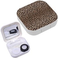 Portable Contact Lens Case Box Travel Kit Mirror + Bottle + Tweezers Container Holder [ Leopard Color Transitions ]
