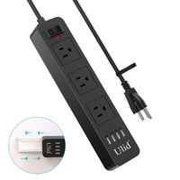Power Strip, Ulid Surge Protector with 3 Wide Space Outlets and 4 USB Ports, Power Outlet with 6.5ft Long Extension Cord and Wall Mount Fixator, 10A 2500W Overload Protector for Home & Office 3 Prong