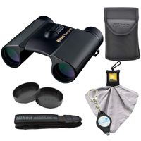 Nikon Trailblazer 8x25 ATB Binoculars, Waterproof (8217), Black Bundle with Nikon Microfiber Cleaning Cloth and Lumintrail Keychain Light