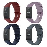 TiMOVO Band Compatible for Fitbit Charge 3, [4-Pack] Soft Silicone Adjustable Replacement Band Fit Fitbit Charge 3 Smart Watch, Large Size - Wine Red & Light Purple & Dark Blue & Cyan