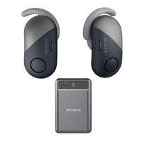 Sony WF-SP700N/B Wireless Bluetooth in Ear Sports Noise Cancelling with Ultra Portable 5,000 mAh Power Bank Bundle (2 Items)