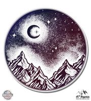 Night Sky in the Mountains Beautiful Celestial Moon - 12" Vinyl Sticker Waterproof Decal