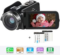 Video Camera Camcorder HD 1080P 24MP YouTube Vlogging Camera 3" LCD 270 Degrees Rotatable Screen 16X Digital Zoom Digital Camera Recorder with 2 Batteries