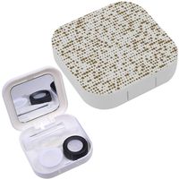 Portable Contact Lens Case Box Travel Kit Mirror + Bottle + Tweezers Container Holder [ Dots ]