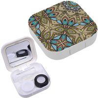 Portable Contact Lens Case Box Travel Kit Mirror + Bottle + Tweezers Container Holder [ Pattern Design ]