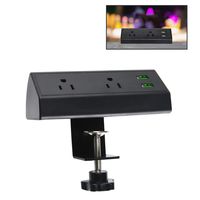 Desk Edge Power Strip with USB Charging Port, Black Power Outlet with Socket Shelf, Fit 2 Plugs 4.9 ft Extension Cord for Home Office Reading Electronic Equipment