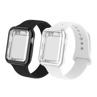 RUOQINI Smartwatch Band with Case Compatiable for Apple Watch Band, Silicone Sport Band and TPU Case for Series 4/3/2/1,Black/White in 38SM Size