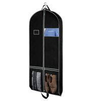 Zilink Breathable Gusset Garment Bags Suit Bag for Travel 60 inch Long Dress Suit Cover with 2 Large Mesh Pockets and a PVC Card Holder, Black