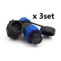 SD13 IP68 5PIN Waterproof Power Connector, High Voltage Circular Power Connector Industrial Electrical Cable Wire Connector Plug(Female)-Socket(Male) (5pin, Panel Mount x 3set)
