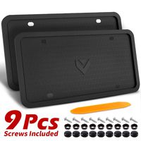 Aujen Silicone License Plate Frame 2 PCS for US Standard Car, 100% Street Legal License Plate Frame, Rattle-Proof and Easy Installation License Plate Holder (Black)