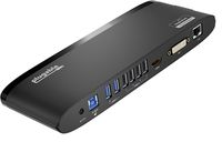 Plugable USB 3.0 Universal Laptop Docking Station for Windows (Dual Monitor: HDMI and DVI/HDMI/VGA, Gigabit Ethernet, Audio, 6 USB Ports) - Horizontal