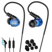 Earbud Headphones in Ear E260 Stereo Bass Sweatproof Earphones Sports Earbuds with Romote and Microphone Over Ear Hook Wired Noise Isolating Fitness Ear Buds for Running Gym iPhone iPod Samsung Blue