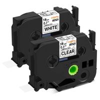 Colorty Compatible Label Tape Replacement for Brother Ptouch Tape 18mm 0.7 Inch Laminated TZe-241 TZe-141 Label Tapes Black on White Clear, Work with P-Touch PT2730 PTD400 PTD450 PTD600, 26.2 Feet