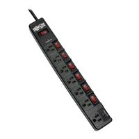 Tripp Lite 7 Outlet (6 Individually Controlled) Surge Protector Power Strip, 6ft Cord, Black, Lifetime Limited Warranty & $25K Insurance (TLP76MSGB)