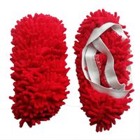 Lanburch 1 Pair Multifunction Dust Duster Slippers Cover Unisex Mop Shoes Covers for Floor Cleaning Red