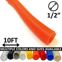 Electriduct 1/2" Split Wire Loom Tubing Polyethylene Flexible Conduit (0.5 Inch ID) - Orange - 10 Feet