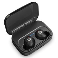 True Wireless Earbuds with Portable Charging Case, Bluetooth Earbuds Wireless Earphones 5.0 Sweatproof Sport Gym Running Earphones (Black)