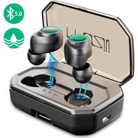 【120h Play Time】 Muzili Sports True Wireless Earbuds, Bluetooth 5.0, 3000mAh Charging Box for 120h Music Time, 9mm Drivers for Stereo Hi-Fi Sound, IPX6 Waterproof in Ear, Noise-Cancelling Headphones
