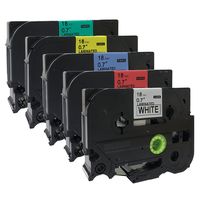 NEOUZA 5PK Compatible for Brother P-Touch Laminated TZe TZ Label Tape 18mm x 8m 3/8 Inch x 26.2 Feet (Set of Black Print on 5 Colors)