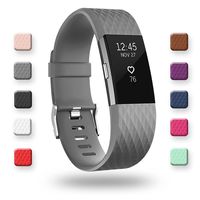 POY Replacement Bands Compatible for Fitbit Charge 2, Special Edition Adjustable Sport Wristbands, Small Gray