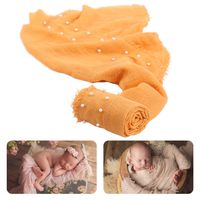 Newborn Photography Wrap | Handmade Pearl Decor Wrap Blanket for Baby Photo Props | 35.5 X 67 inch Newborn Photo Shoot Outfits Turmeric