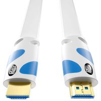 Flat HDMI Cable 25 Feet Postta 4K HDMI2.0 Cable Support 4K(2160P),3D,1080P,Ethernet,Audio Return(White-Pale Blue)