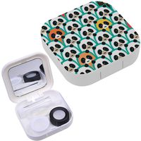 Portable Contact Lens Case Box Travel Kit Mirror + Bottle + Tweezers Container Holder [ Panda Cartoon ]