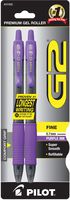 PILOT G2 Premium Refillable & Retractable Rolling Ball Gel Pens, Fine Point, Purple Ink, 2-Pack (31052)