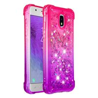 Cfrau Glitter Case with Black Stylus,Luxury Creative Quicksand Liquid Flowing Diamond Soft TPU Shockproof Cover for Samsung Galaxy J3 2018,Pink Purple