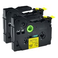 GREENCYCLE 2 Pack Compatible for Brother TZ-631 TZE-631 8m 12mm Black on Yellow Label Tape use in P-Touch Printers