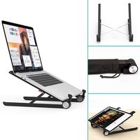 Klearlook Portable Laptop Stand, Monitor Riser, Adjustable Height & Angle Blocker, Foldable Standing Desk, Light-Weight Holder for Notebook Computer PC Tablet (Black)
