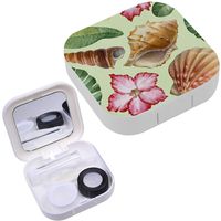 Portable Contact Lens Case Box Travel Kit Mirror + Bottle + Tweezers Container Holder [ Watercolors Shells ]
