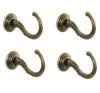 Batino 12pcs Retro Zinc Alloy Carving Screw-in Wall Ceiling Hooks Vintage Hanging Peg Hook (Bronze)