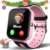 Kids Smart Watches for Girls Boys GPS Tracking Watch with Two Call SOS Voice Message Front Camera Math Game LED Flashlight Alarm Clock 1.44" Touch Screen Smartwatch Children Christmas Gifts