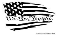 UR Impressions Blk Tattered American Flag - We The People Decal Vinyl Sticker Graphics Car Truck SUV Van Wall Window Laptop|Black|7.5 X 4.2 Inch|URI609