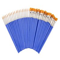 Flat Paint Brushes Set，50 Pcs Art Paintbrushes for Kids/ Artists/Painters/Beginners/Students ，Short Plastic Handle，Nylon Hair Brushes for Acrylic Oil Watercolor Art Painting (MIX（25Flat +25Round#1）)