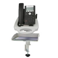 Mind Reader PHOTRAY-WHT Ergo-Comfort Adjustable, 1 Layer Tray, Telephone Stand, Desktop Organizer, White, Clamp On