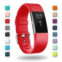 POY Replacement Bands Compatible for Fitbit Charge 2, Special Edition Adjustable Sport Wristbands, Large Red