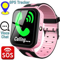 Funplus Kids Smart Watch Phone with GPS Tracker Two-Way Call SOS for Age 3-12 Girls Boys Toddler 1.44" Touch Screen Camera Voice Chat Game Flashlight Alarm Clock Wristband School Learning Toys (Pink)