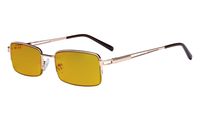 Eyekepper Blue Light Blocking Glasses with Amber Tinted Filter Lens - Half-Rim Computer Eyeglasses Women Men - Gold