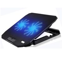 KEROLFFU 2 Fans Laptop Cooling Pad for 12-15.6 Inch Laptop, Cooler Pad with LED Light, Dual USB 2.0 Ports, Adjustable Mount Stand (Black)