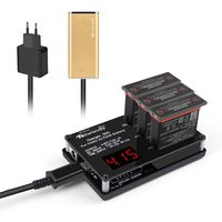 Intelligent Battery Charger for DJI Osmo Action Camera,3 in 1 Charging Station Smart Multi Rapid Battery Charger with Digital Screen Portable Outdoor Charging Hub 60 mins Quick Charger (Black)