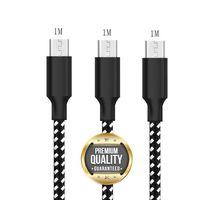 ALEVEL Micro USB Cable, 3Pack 3FT[1M] Nylon Braided USB Charger Cable, USB Charging Cable for Samsung Galaxy J8/J7/S7/S6/Edge/Note5, Sony, HTC, LG, Android Tablets and More - Black White