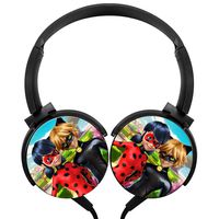Ladybug Girl Earphone Wired Headsets Headphones 3.5MM Axis Rotation Hi-Fi 3D Customized Heavy Bass Stereo Headsets