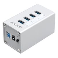 ORICO 4 Port Aluminum USB 3.0 HUB with 12V2.5A Power Adapter and 3.3Ft. USB3.0 Date Cable - Sliver(A3H4)