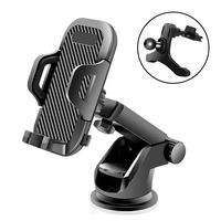 Car Phone Mount, 3-in-1 Extendable Dashboard Windshield Car Air Vent Cell Phone Holder, One-Button Release Design, Compatible with 4-6.5 Inches Mobile Phone Devices